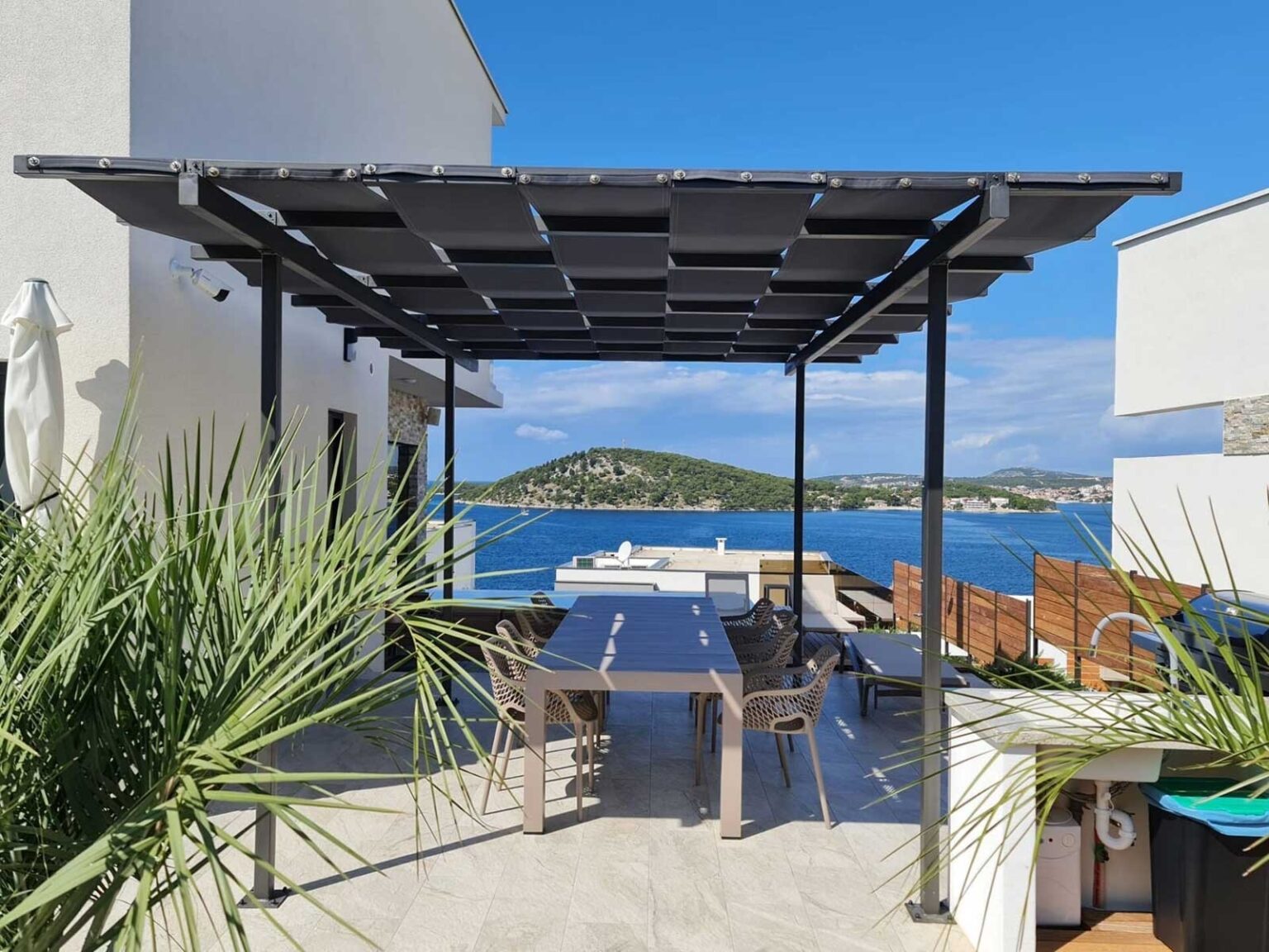 terrace, view and pool