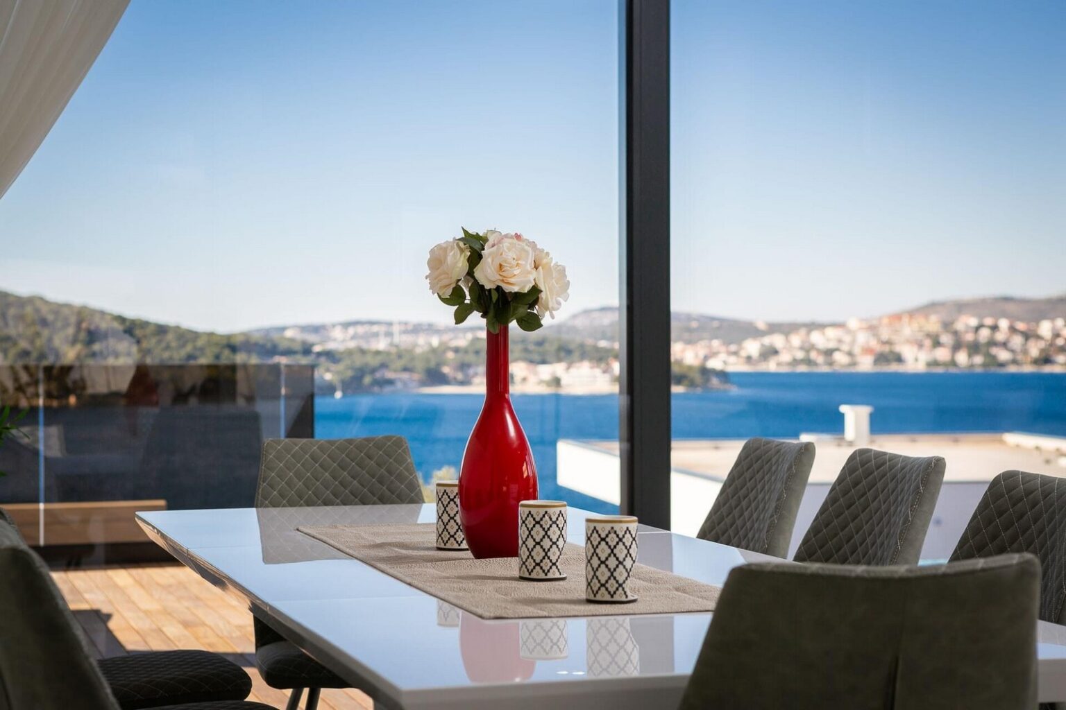 terrace, view and pool