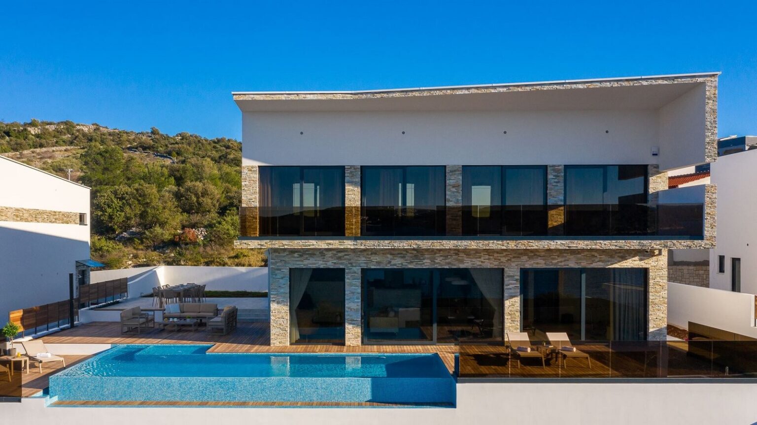 terrace, view and pool