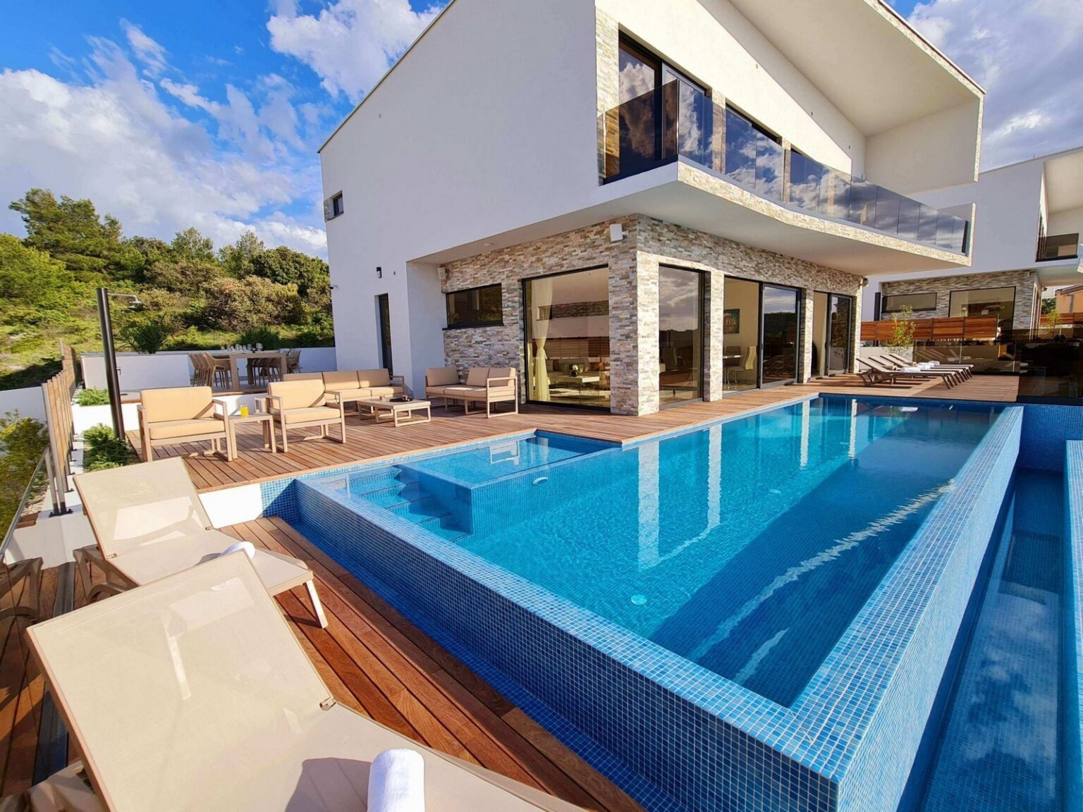 terrace, view and pool