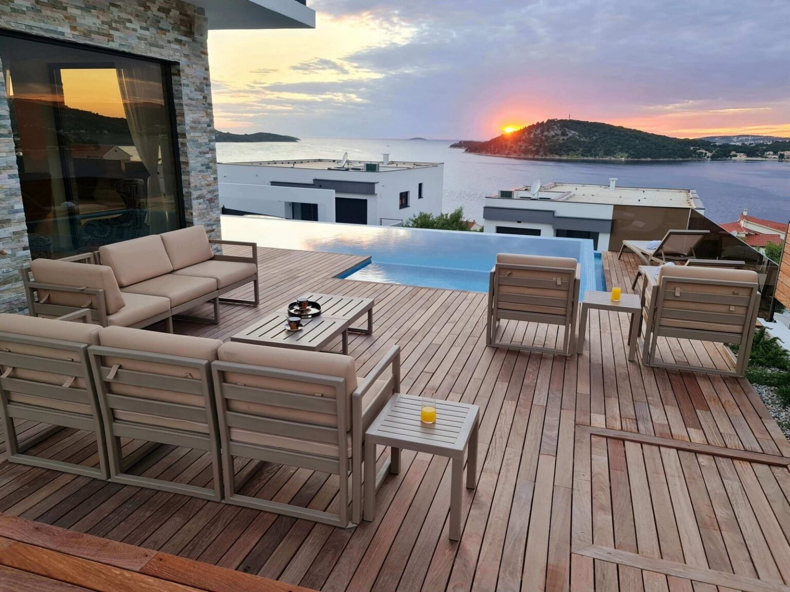 terrace, view and pool