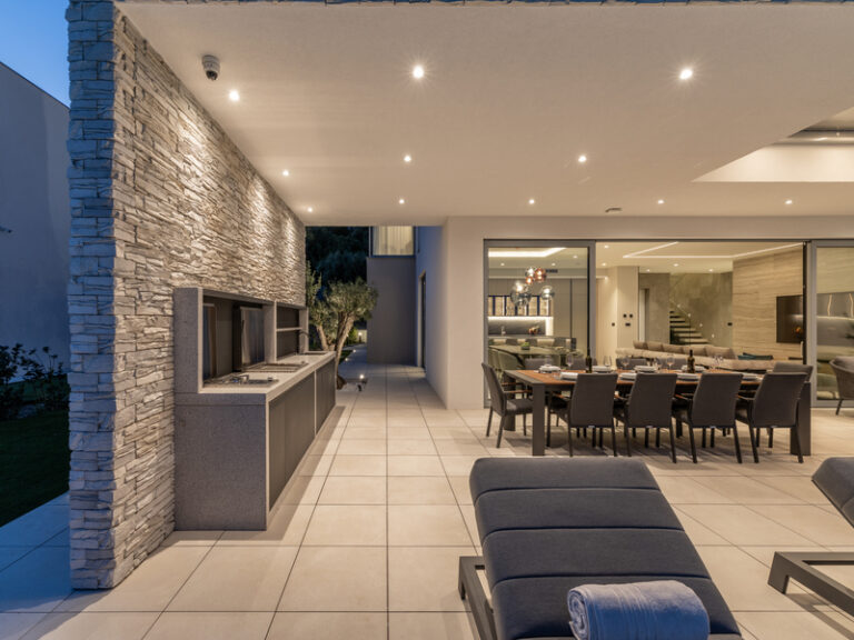 outdoor kitchen night