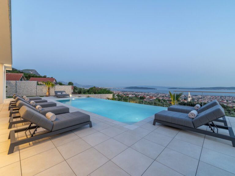 pool sea view night