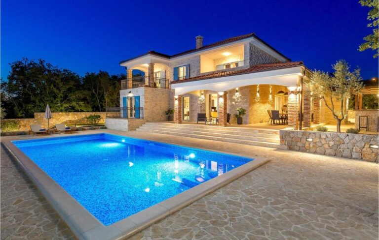 night view for villa and pool